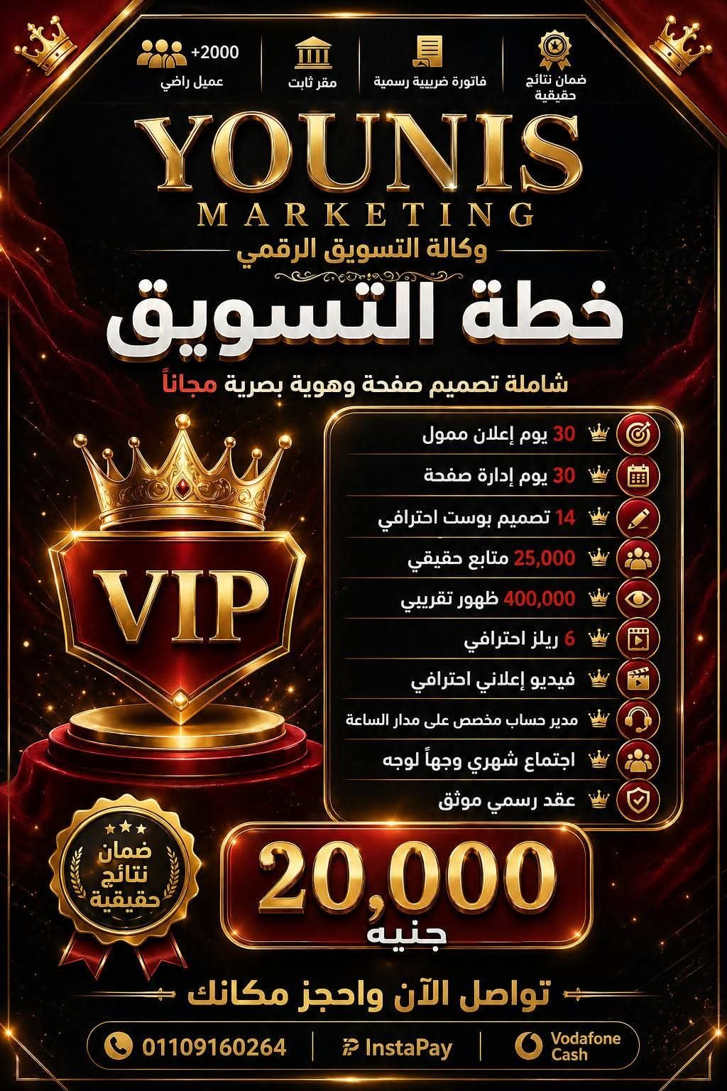 باقة VIP — 20,000 جنيه